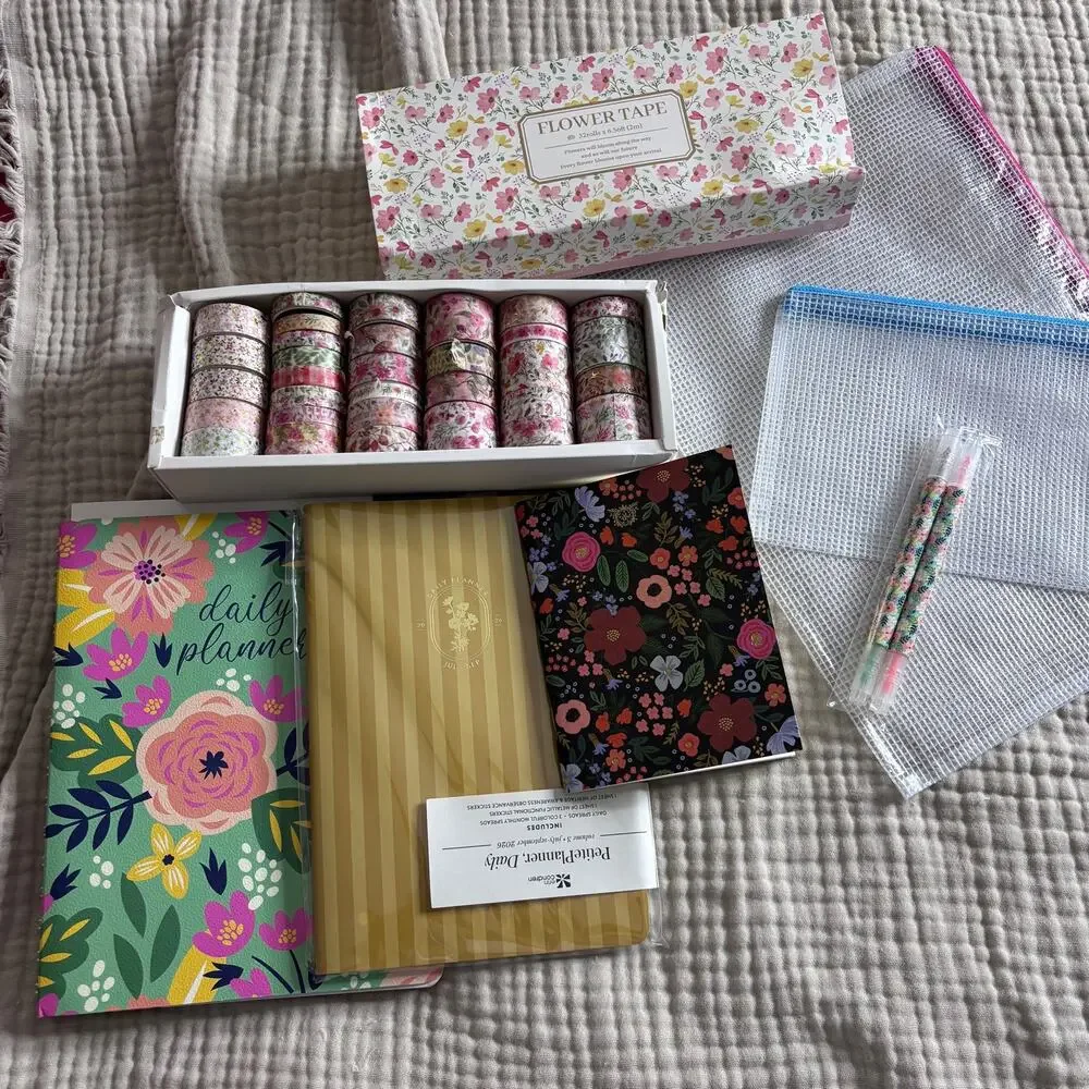 Planner lot with Erin Condren quarterly Daily Planner Washi, Undated Planner